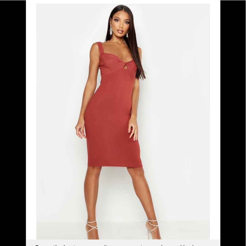 Terracotta Twist Bust Midi Dress